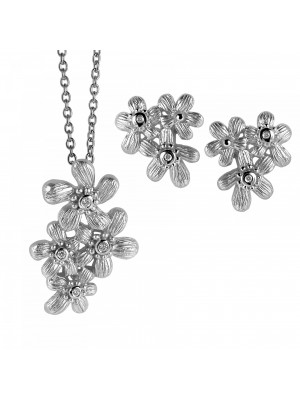 Orphelia® Women's Sterling Silver Set: Chain-Pendant + Earrings - Silver SET-6026