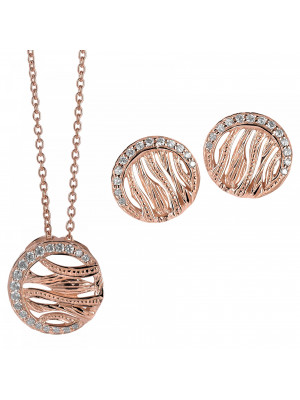 Orphelia® Women's Sterling Silver Set: Chain-Pendant + Earrings - Rose SET-6031/1
