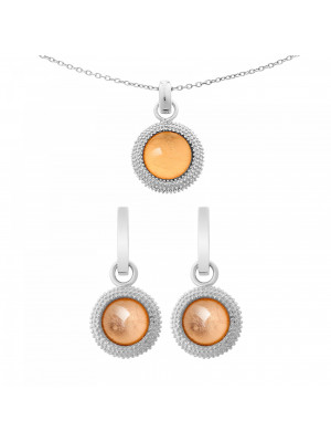 Women's Sterling Silver Set: Chain-Pendant + Earrings - Silver SET-6041/1