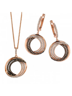 Silver Set: Chain-pendant + Earrings SET-7055 #1
