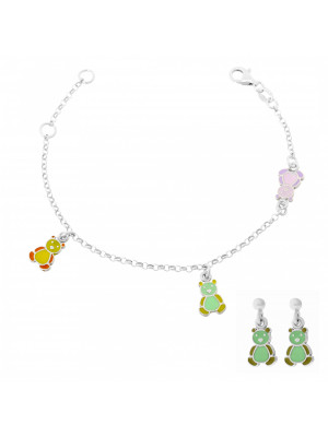 Child's Silver Set: Bracelet + Earrings SET-7140/GR #1