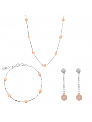 Silver Set: Chain + Bracelet + Earrings SET-7385 #1