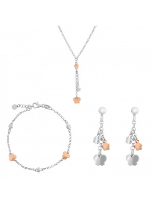 Sterling Silver Set: Chain + Bracelet + Earrings SET-7386 #1