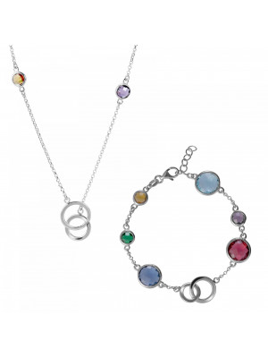 Orphelia Silver Set: Bracelet + Necklace SET-7409 #1