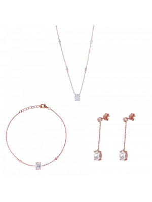 Orphelia Silver Set: Chain + Bracelet + Earrings SET-7419 #1