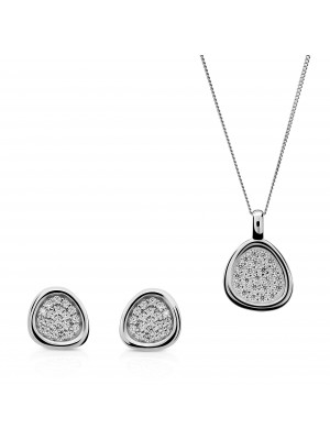 Orphelia® 'Layla' Women's Sterling Silver Set: Chain-Pendant + Earrings - Silver SET-7489