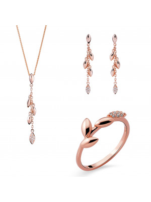 Orphelia® 'Loana' Women's Sterling Silver Set: Necklace + Earrings + Ring - Rose SET-7505/RG