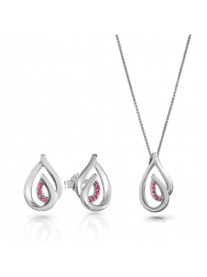 Dazzle Silver Set: Chain-pendant + Earrings SET-7518/R #1