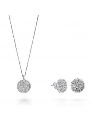 'Bella' Women's Sterling Silver Set: Necklace + Earrings - Silver SET-7565