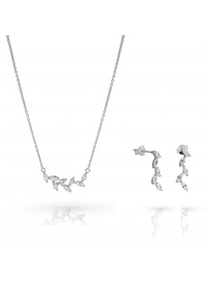 'Charlene' Women's Sterling Silver Set: Necklace + Earrings - Silver SET-7568