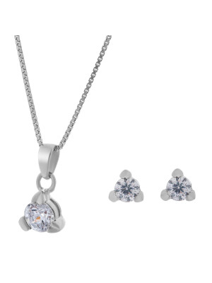 Orphelia® Women's Sterling Silver Set: Chain-Pendant + Earrings - Silver SET-005