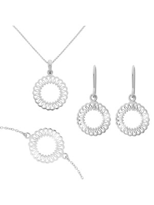 Orphelia Silver Set: Bracelet + Earrings + Necklace SET-7075 #1