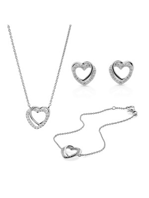 Silver Set: Bracelet + Earrings + Necklace SET-7482 #1