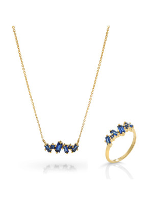 Orphelia® 'Novel' Women's Sterling Silver Set: Necklace + Ring - Gold SET-7534