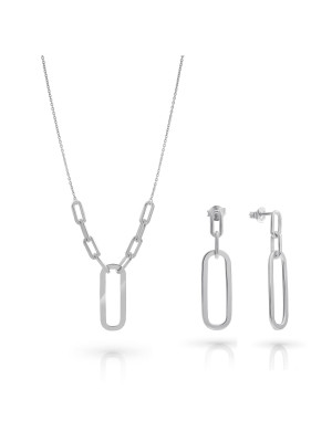 Orphelia® 'Essence' Women's Sterling Silver Set: Necklace + Earrings - Silver SET-7560