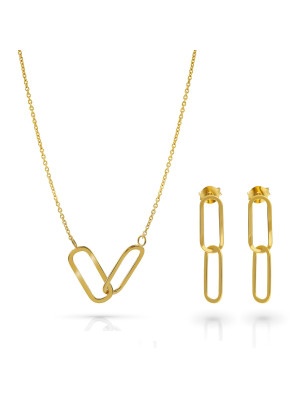 Orphelia® 'Rose' Women's Sterling Silver Set: Necklace + Earrings - Gold SET-7561/G