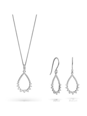 Orphelia® 'Petal' Women's Sterling Silver Set: Necklace + Earrings - Silver SET-7564