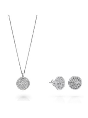 Orphelia® 'Bella' Women's Sterling Silver Set: Necklace + Earrings - Silver SET-7565