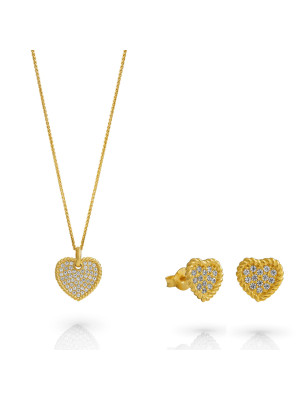 Orphelia® 'Elite' Women's Sterling Silver Set: Necklace + Earrings - Gold SET-7566/G