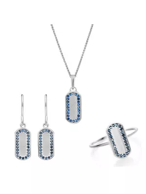 Orphelia® 'Malaga' Women's Sterling Silver Set: Necklace + Earrings + Ring - Silver SET-7573