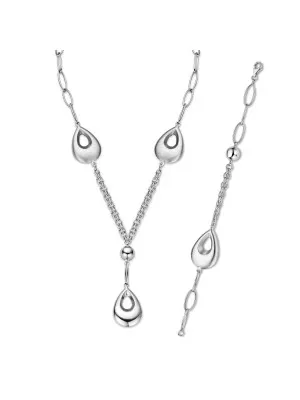 Orphelia® Women's Sterling Silver Set: Chain + Bracelet - Silver SET-028