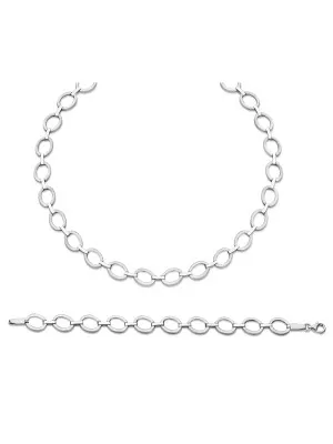 Orphelia® Women's Sterling Silver Set: Chain + Bracelet - Silver SET-029