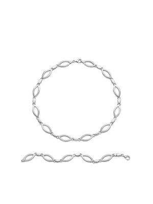 Orphelia® Women's Sterling Silver Set: Chain + Bracelet - Silver SET-032