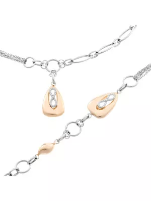 Orphelia® Women's Sterling Silver Set: Chain + Bracelet - Silver/Rose SET-048