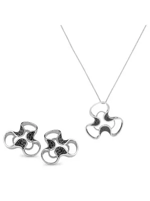 Orphelia® Women's Sterling Silver Set: Chain-Pendant + Earrings - Silver SET-5032