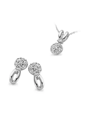 Women's Sterling Silver Set: Chain-Pendant + Earrings - Silver SET-5105