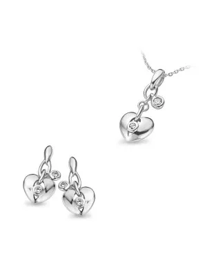Women's Sterling Silver Set: Chain-Pendant + Earrings - Silver SET-5121
