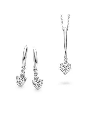 Orphelia® Women's Sterling Silver Set: Chain-Pendant + Earrings - Silver SET-5136