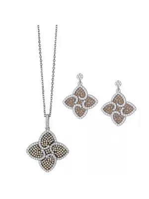 Orphelia® Women's Sterling Silver Set: Chain-Pendant + Earrings - Silver SET-5225