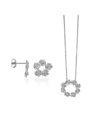 Orphelia® Women's Sterling Silver Set: Chain-Pendant + Earrings - Silver SET-5245