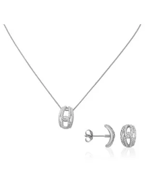 Orphelia® Women's Sterling Silver Set: Chain-Pendant + Earrings - Silver SET-5252