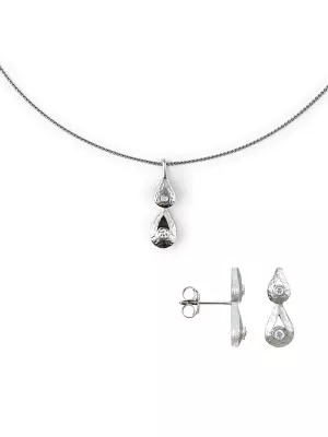 Orphelia® Women's Sterling Silver Set: Chain-Pendant + Earrings - Silver SET-5253