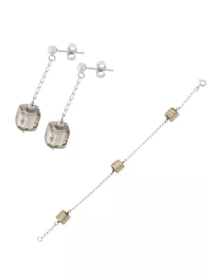 Orphelia® Women's Sterling Silver Set: Bracelet + Earrings - Silver SET-5558