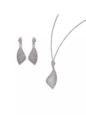 Orphelia® Women's Sterling Silver Set: Chain-Pendant + Earrings - Silver SET-5884