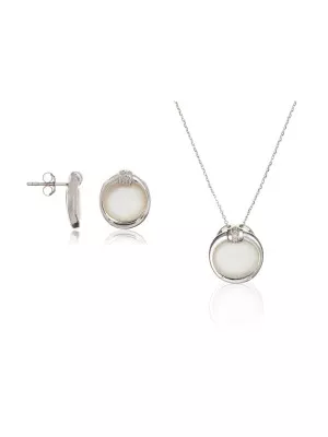 Orphelia® Women's Sterling Silver Set: Chain-Pendant + Earrings - Silver SET-5901