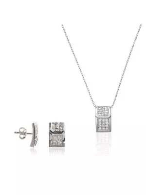 Orphelia® Women's Sterling Silver Set: Chain-Pendant + Earrings - Silver SET-5902