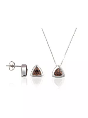 Orphelia® Women's Sterling Silver Set: Chain-Pendant + Earrings - Silver SET-5909