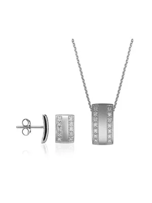 Orphelia® Women's Sterling Silver Set: Chain-Pendant + Earrings - Silver SET-5913