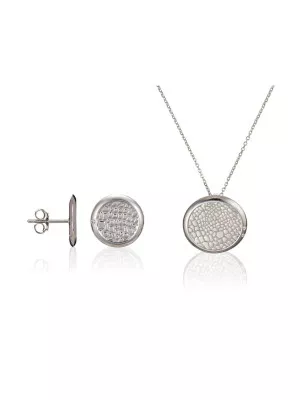 Orphelia® Women's Sterling Silver Set: Chain-Pendant + Earrings - Silver SET-5924