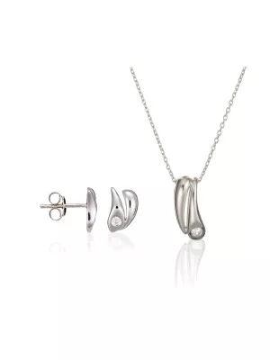 Orphelia® Women's Sterling Silver Set: Chain-Pendant + Earrings - Silver SET-5928