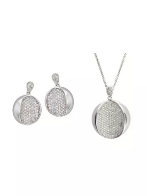 Orphelia® Women's Sterling Silver Set: Chain-Pendant + Earrings - Silver SET-5936