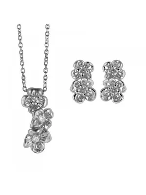 Orphelia® Women's Sterling Silver Set: Chain-Pendant + Earrings - Silver SET-6018