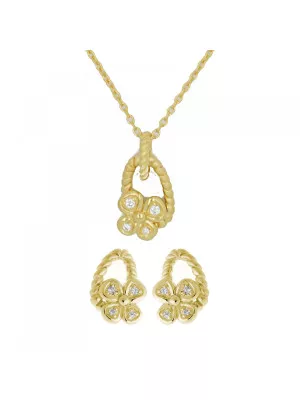 Orphelia® Women's Sterling Silver Set: Chain-Pendant + Earrings - Gold SET-6020/2