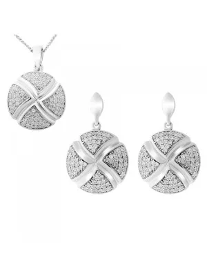 Orphelia® Women's Sterling Silver Set: Chain-Pendant + Earrings - Silver SET-6043