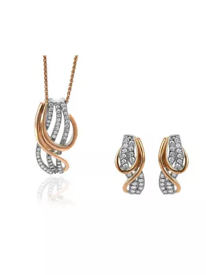 Orphelia® 'Elsia ' Women's Sterling Silver Set: Chain-Pendant + Earrings - Silver/Rose SET-7027