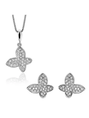 Orphelia® 'Jolie ' Women's Sterling Silver Set: Chain-Pendant + Earrings - Silver SET-7044